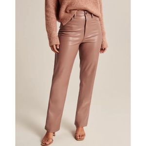 Abercrombie Vegan Leather 90s Straight Pant in Maeve Pink 28L